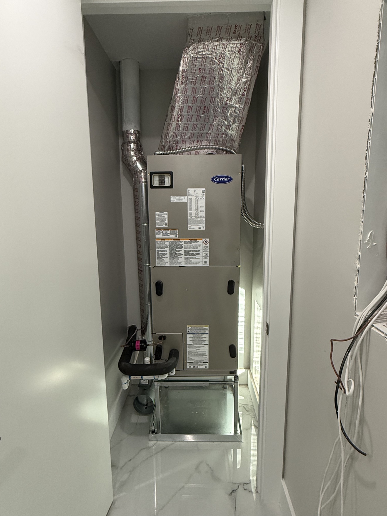 Carrier air handler installed in a new home