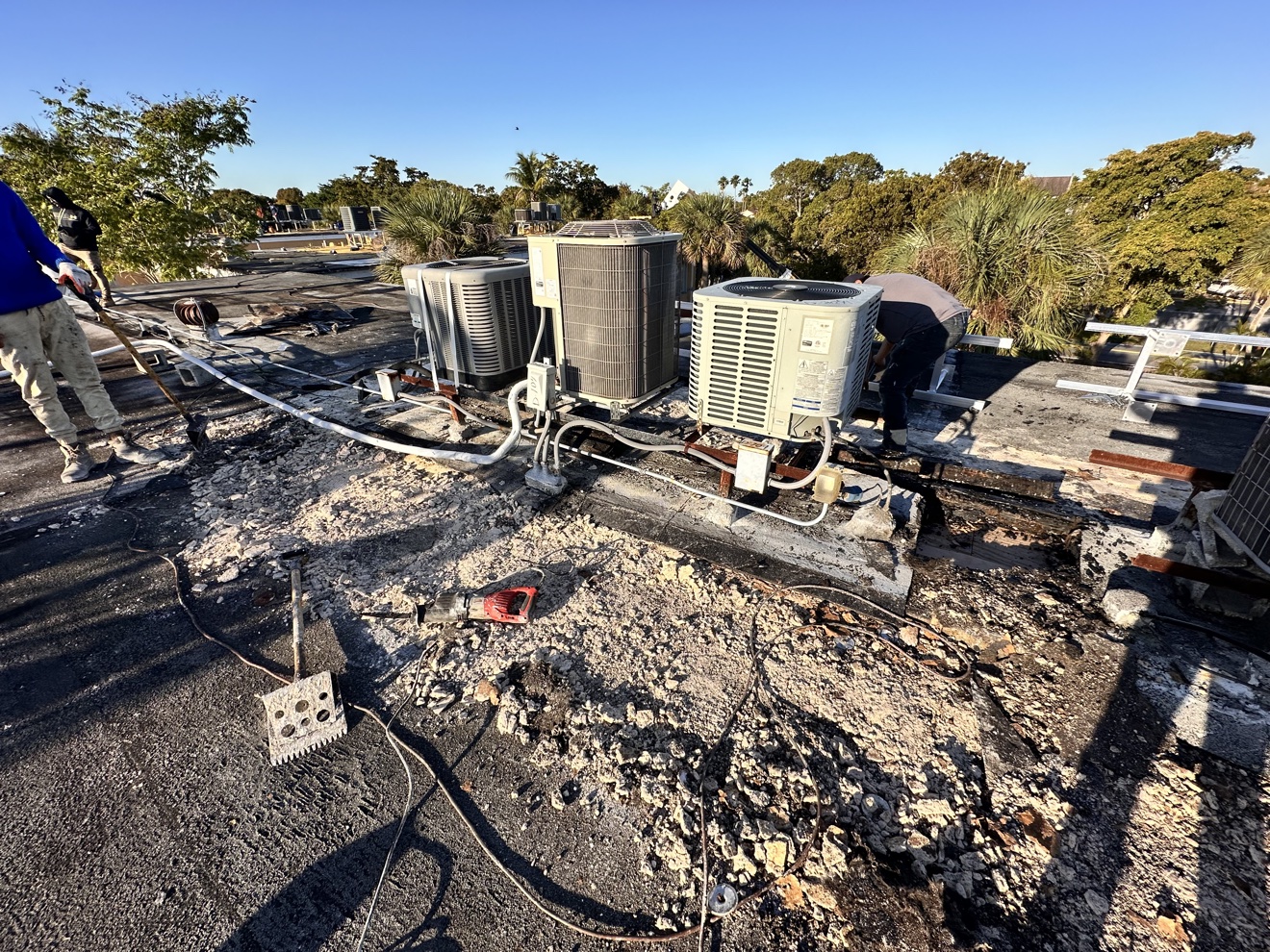 Six condensers set on new stands with proper spacing